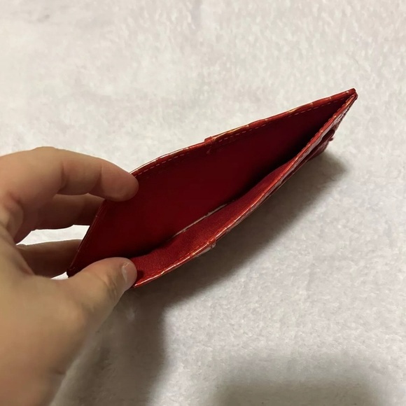 Abas Women’s Card Wallet, Red Alligator Pattern, Snap Closure - Picture 4 of 4